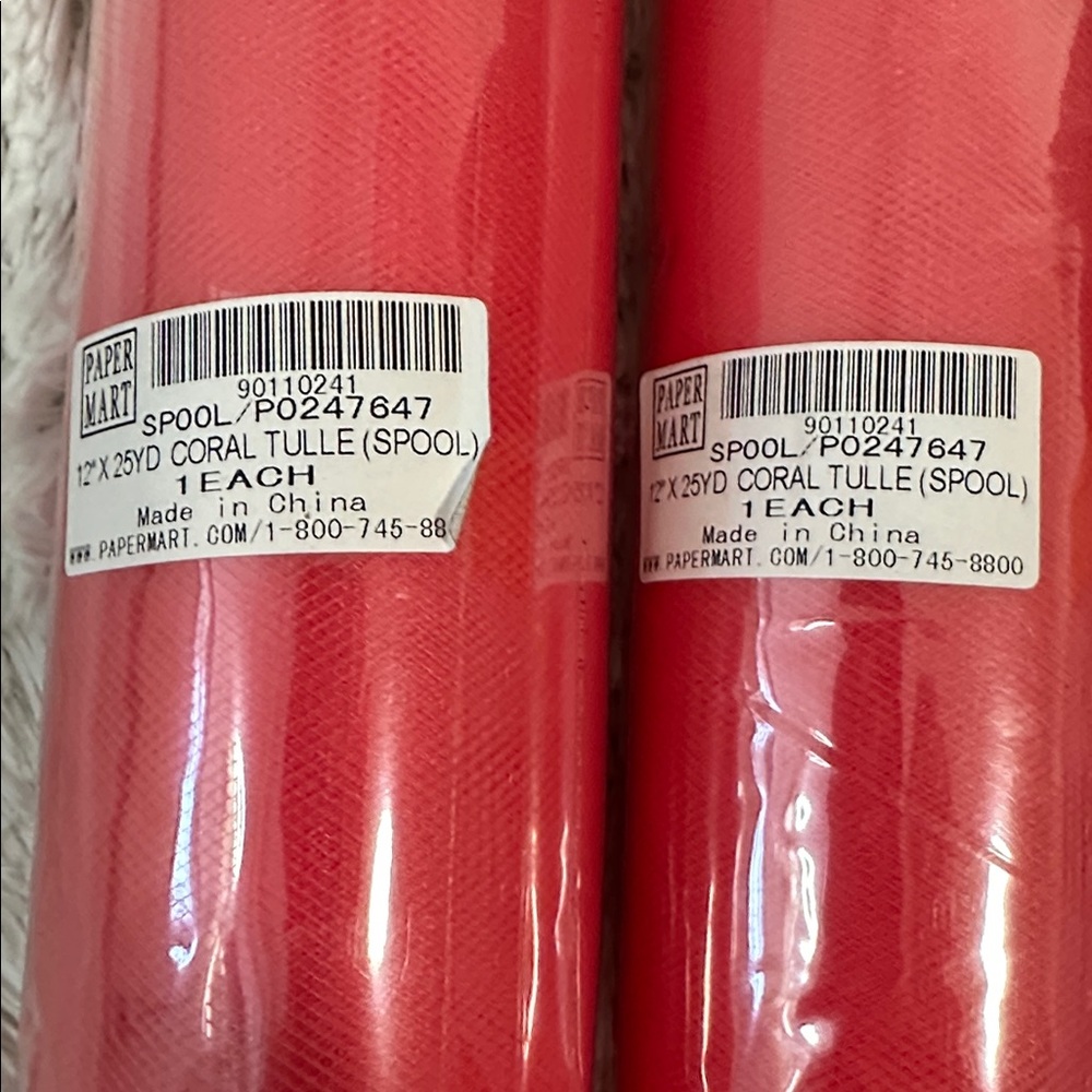 🌴 NWT 100 Yards of Coral Color Tulle 18”&12” - Picture 2 of 3